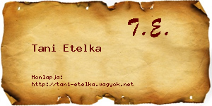 Tani Etelka névjegykártya